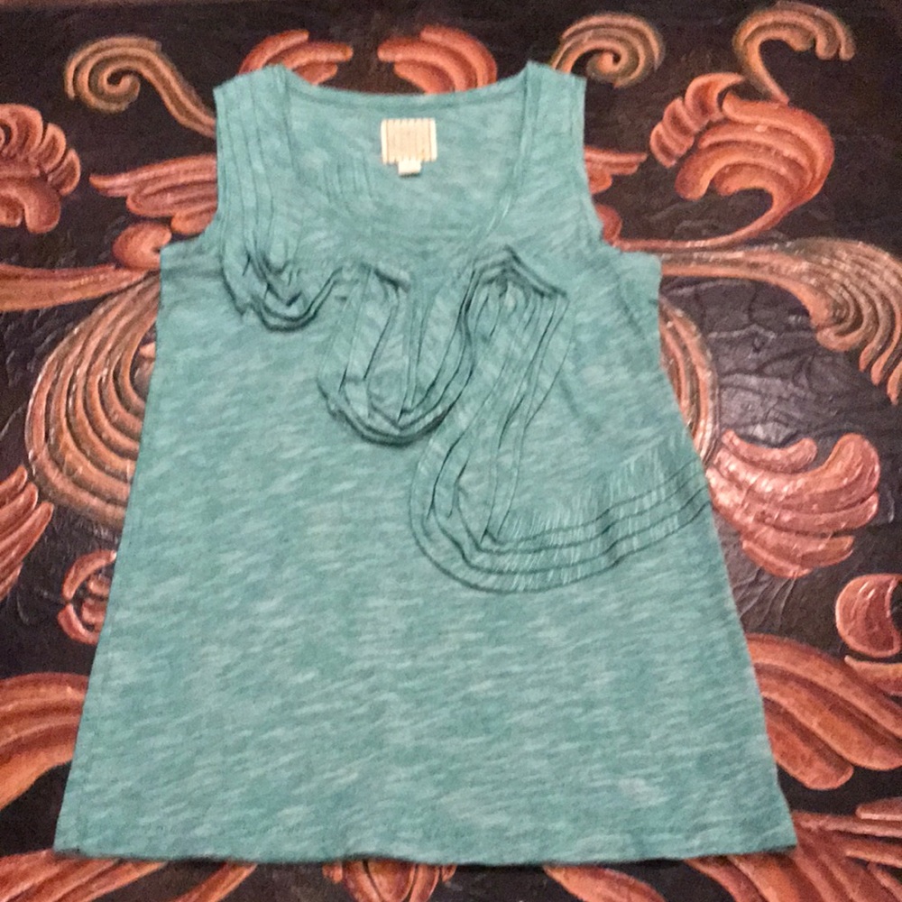 Anthropologie Little Yellow Button Sleeveless Top